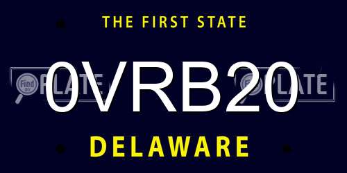 0VRB20 Delaware License Plate