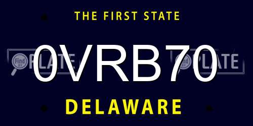 0VRB70 Delaware License Plate