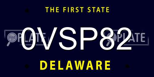 0VSP82 Delaware License Plate