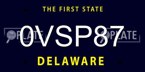 0VSP87 Delaware License Plate