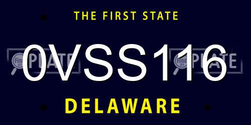 0VSS116 Delaware License Plate