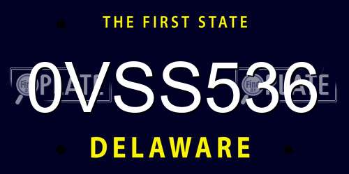0VSS536 Delaware License Plate