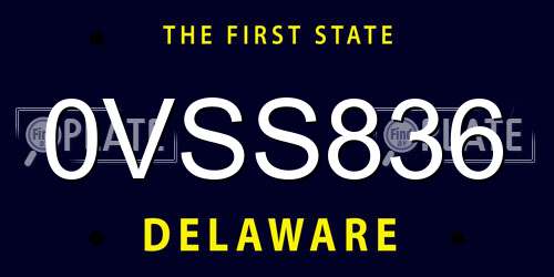0VSS836 Delaware License Plate
