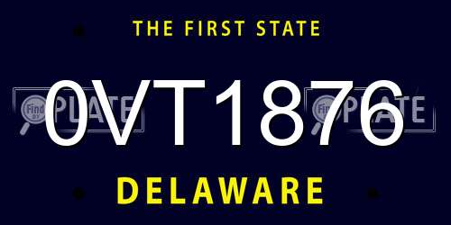 0VT1876 Delaware License Plate
