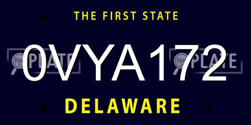 0VYA172 Delaware License Plate