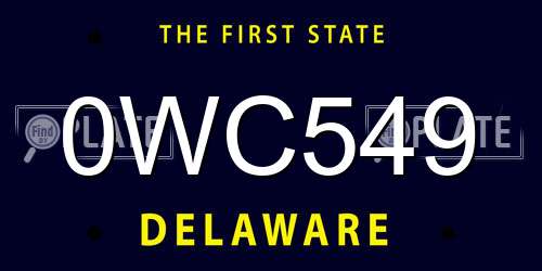 0WC549 Delaware License Plate
