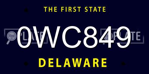 0WC849 Delaware License Plate