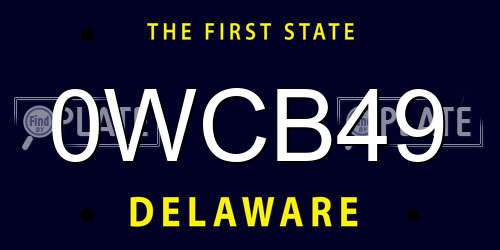 0WCB49 Delaware License Plate