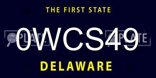 0WCS49 Delaware License Plate