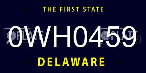 0WH0459 Delaware License Plate