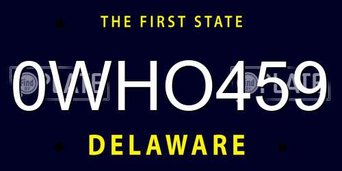 0WHO459 Delaware License Plate