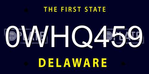 0WHQ459 Delaware License Plate