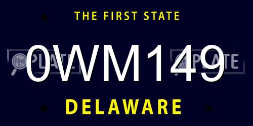 0WM149 Delaware License Plate