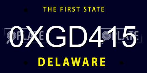 0XGD415 Delaware License Plate