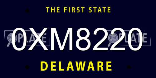 0XM8220 Delaware License Plate