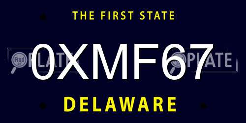 0XMF67 Delaware License Plate