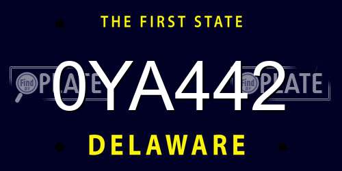 0YA442 Delaware License Plate
