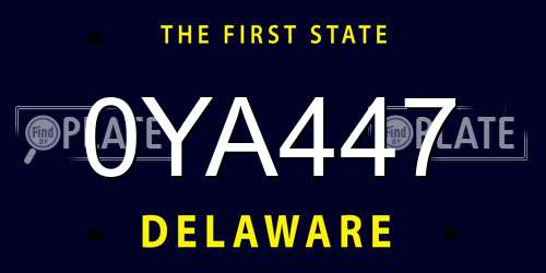 0YA447 Delaware License Plate