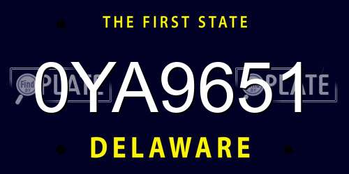 0YA9651 Delaware License Plate