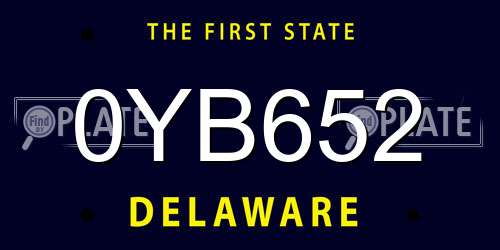 0YB652 Delaware License Plate