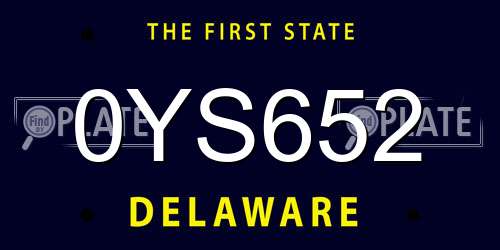 0YS652 Delaware License Plate