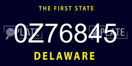 0Z76845 Delaware License Plate