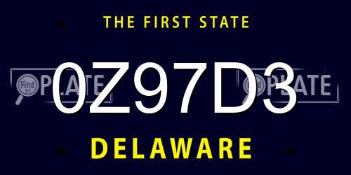 0Z97D3 Delaware License Plate