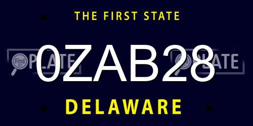 0ZAB28 Delaware License Plate