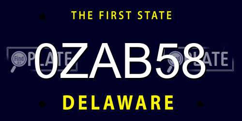 0ZAB58 Delaware License Plate