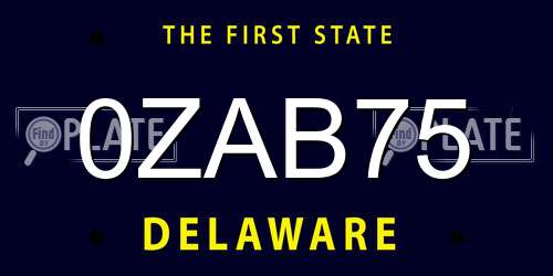 0ZAB75 Delaware License Plate