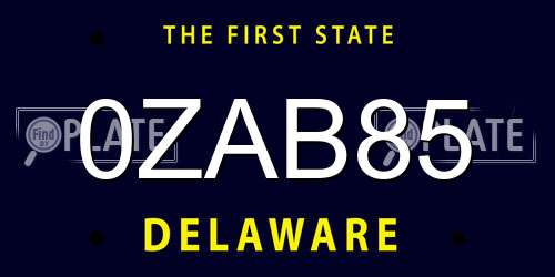 0ZAB85 Delaware License Plate