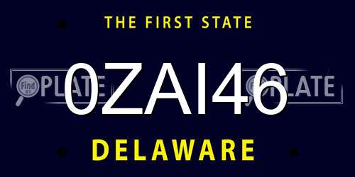 0ZAI46 Delaware License Plate