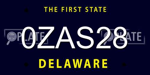 0ZAS28 Delaware License Plate