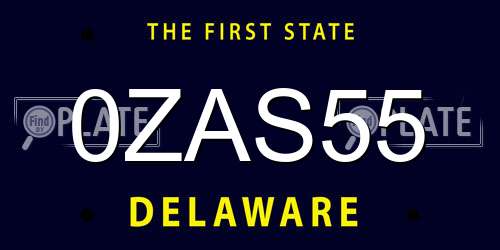0ZAS55 Delaware License Plate