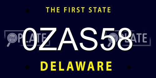 0ZAS58 Delaware License Plate