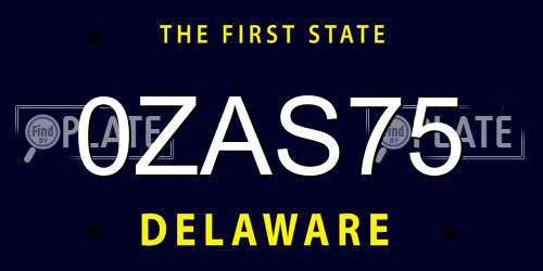 0ZAS75 Delaware License Plate