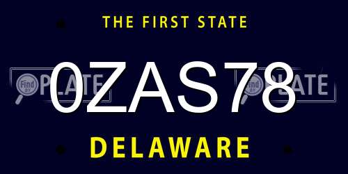 0ZAS78 Delaware License Plate