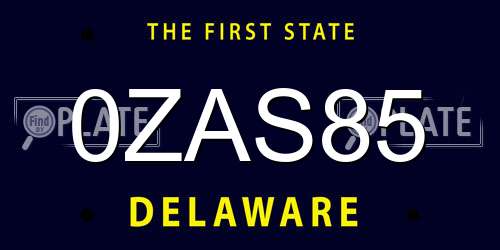 0ZAS85 Delaware License Plate