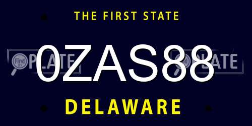 0ZAS88 Delaware License Plate