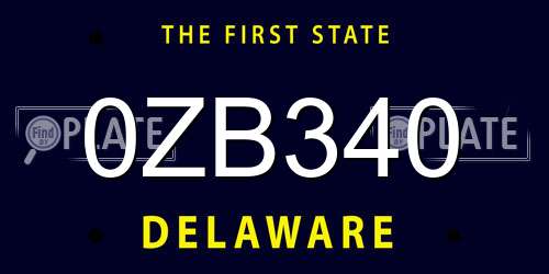 0ZB340 Delaware License Plate