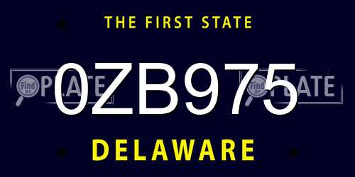 0ZB975 Delaware License Plate