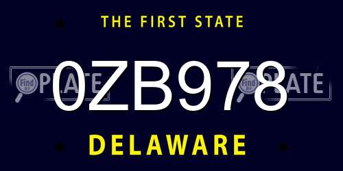 0ZB978 Delaware License Plate