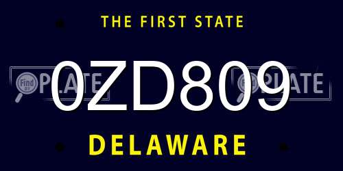 0ZD809 Delaware License Plate