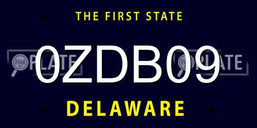 0ZDB09 Delaware License Plate