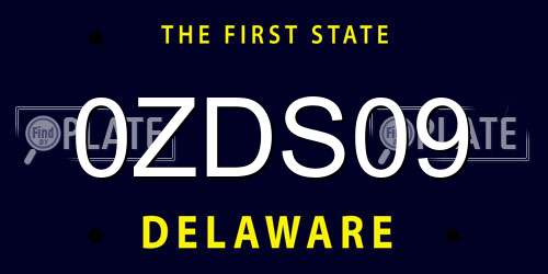 0ZDS09 Delaware License Plate
