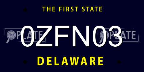 0ZFN03 Delaware License Plate