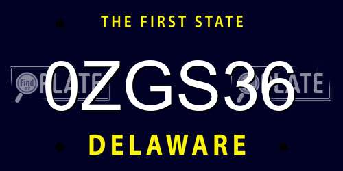 0ZGS36 Delaware License Plate
