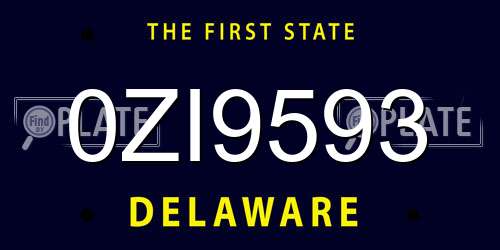 0ZI9593 Delaware License Plate