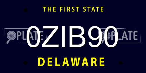 0ZIB90 Delaware License Plate
