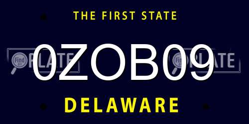 0ZOB09 Delaware License Plate